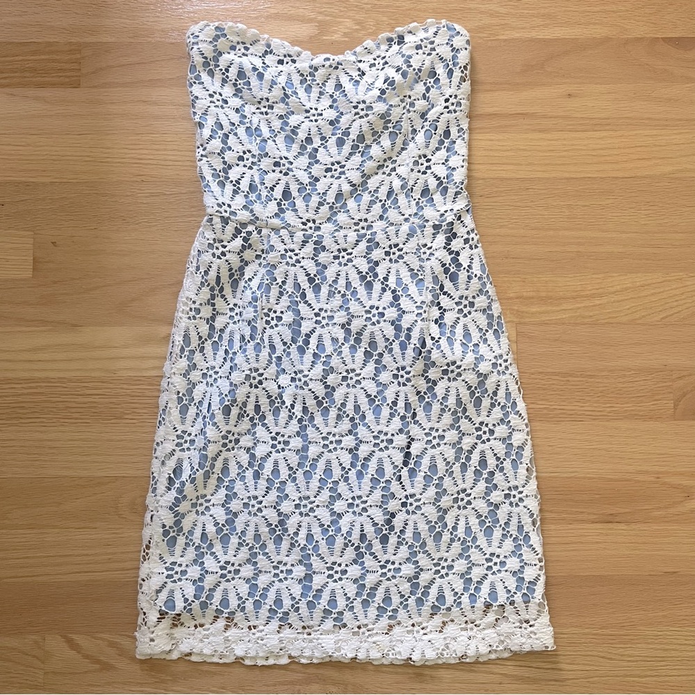 Aqua | Blue and White Dress